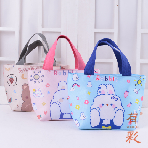 children‘s lunch box bag portable primary school student cute canvas bowl bag men and women waterproof insulation portable lunch bag