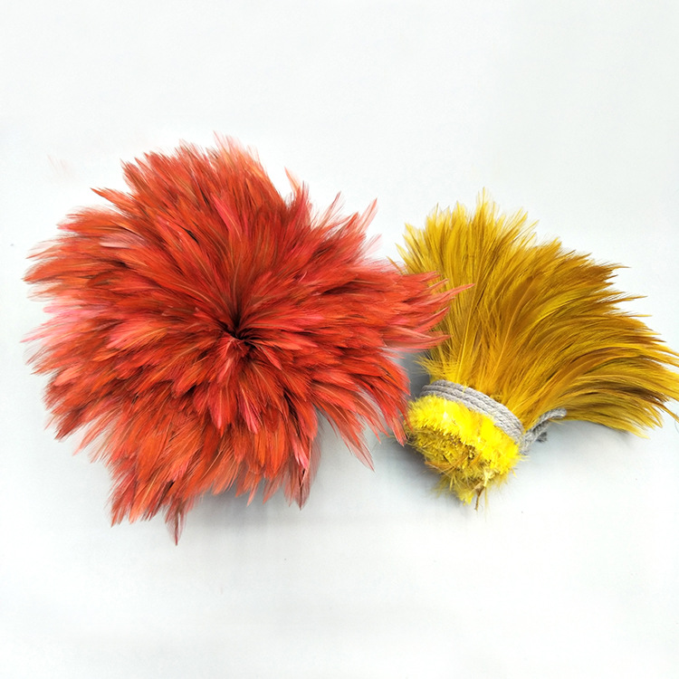 厂家直销5-6红项鸡毛  采耳辅料饰品DIY手工头饰胸花辅料彩色羽毛