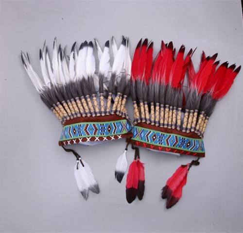 Colorful Indian Hair Accessories Feather Ball Halloween Hat Party Party Performance Props Feather