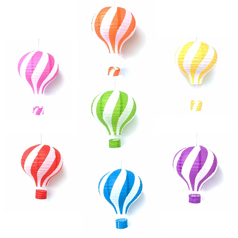 厂家热销定制创意广告新款节庆儿童橱窗装饰条纹热气球纸灯笼批发