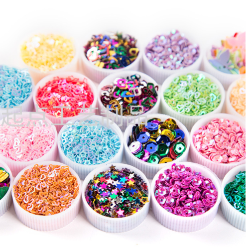12 Colors Sequin Peach Heart Five-Pointed Star Sequin Boxed DIY Slim Crystal Mud Fill Glitter Powder Nail Stiers