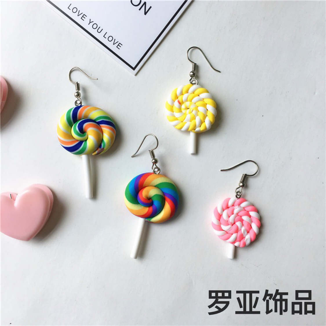 七彩棒棒糖耳饰个性可爱耳环气质韩国简约趣味耳环