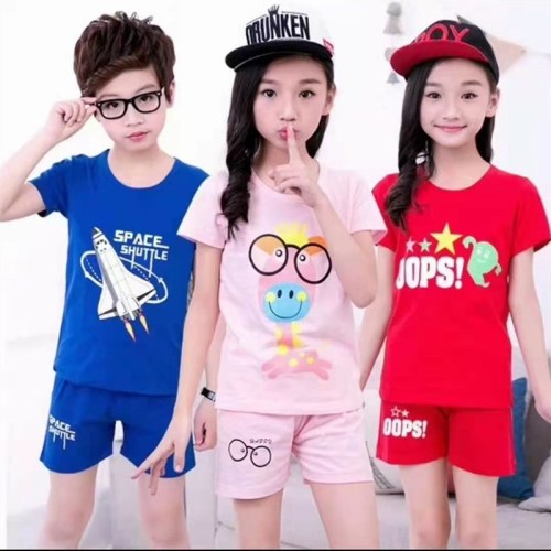 children‘s short-sleeved suit 2023 summer new boys‘ summer clothes girls‘ t-shirt children‘s clothing korean children‘s clothing stall wholesale