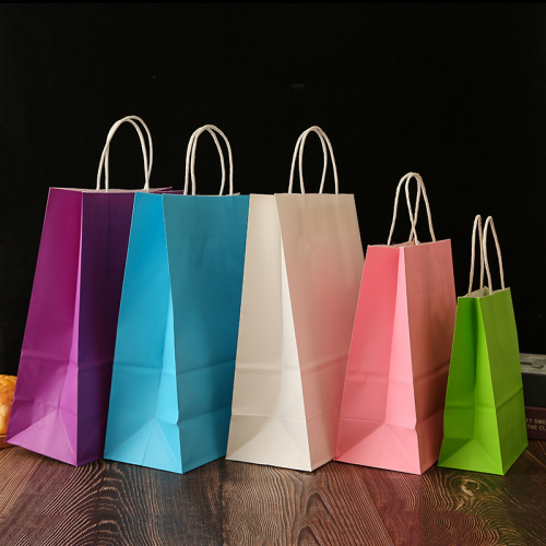 spot kraft paper portable paper bag new year gift bag advertising packaging bag environmental shopping color handbag customization