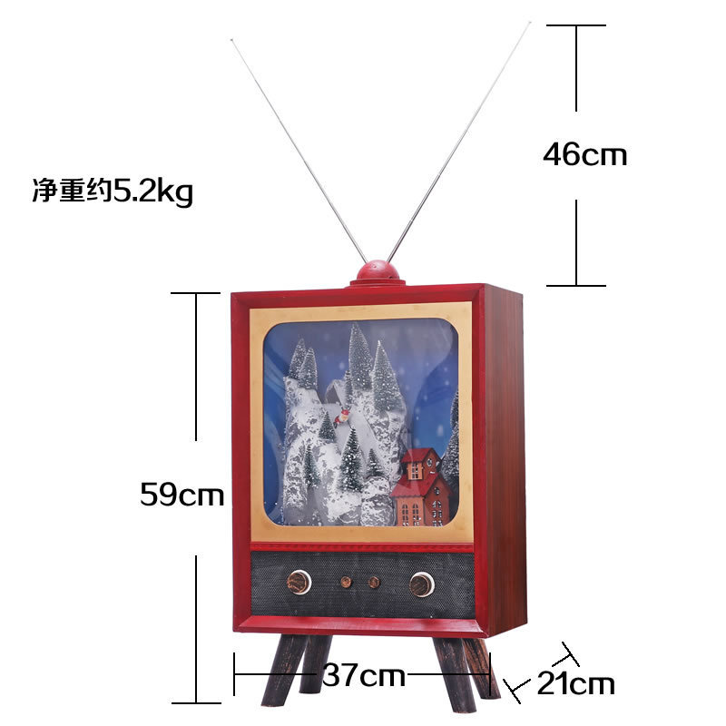 圣诞装饰品复古电视机圣诞飘雪音乐灯光场地布景道具摆件详情1