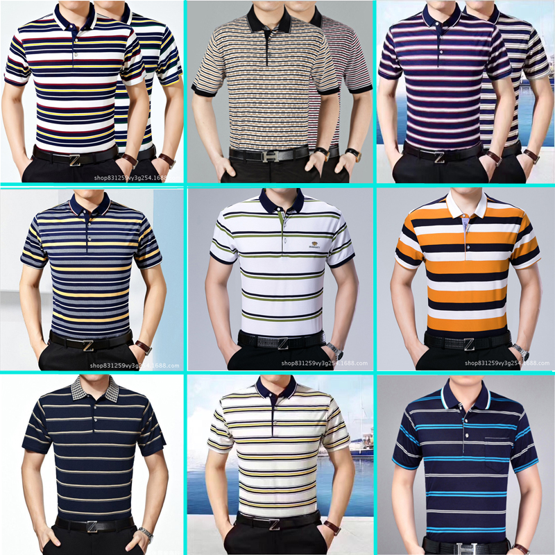 2022外贸爆款中年商务男士翻领短袖T恤衫 库存杂款男装t恤批发