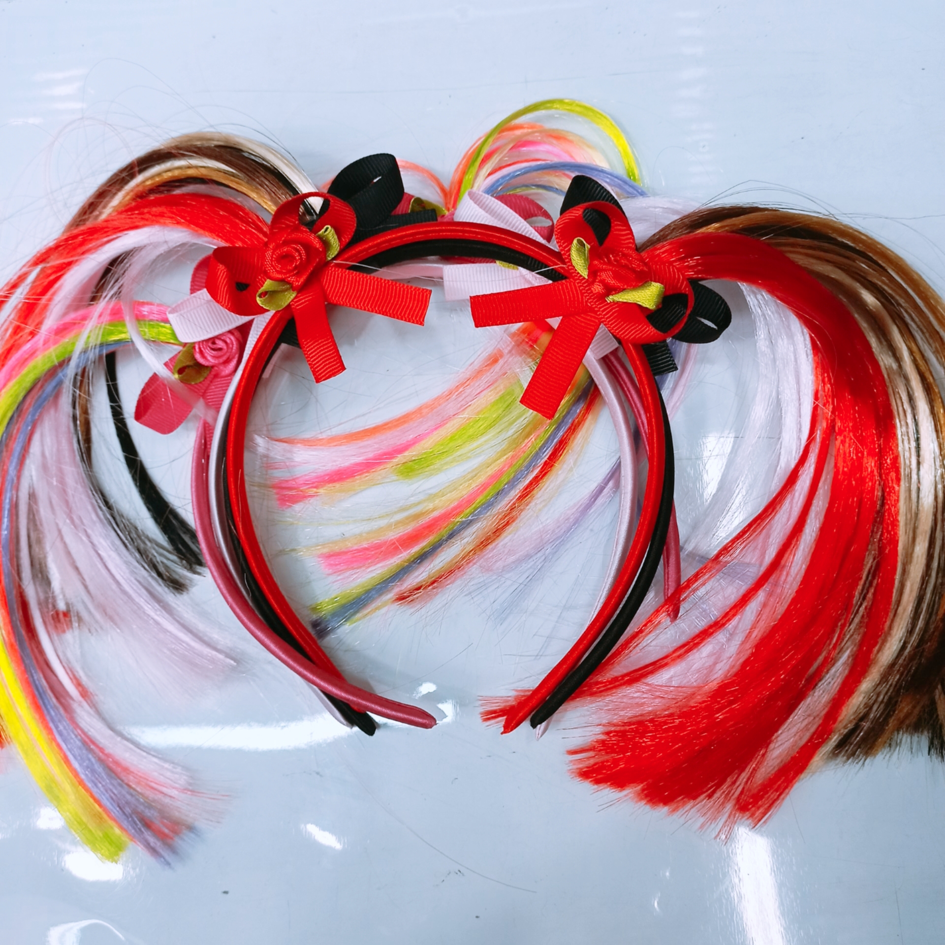 外贸少女发箍假发双马尾头扣创意彩色压发夹刘海夹可爱装饰头饰