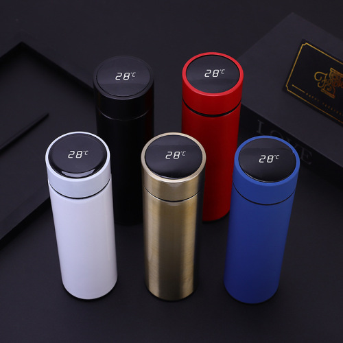stainless steel smart thermos cup display temperature car frosted black straight water cup