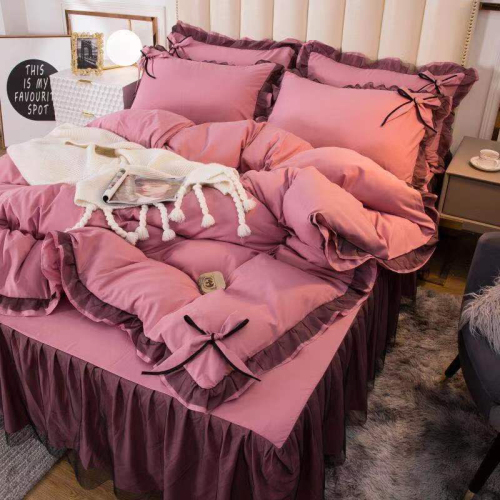 new washed cotton four-piece bedding set korean lace bed 4-piece wholesale group purchase stall