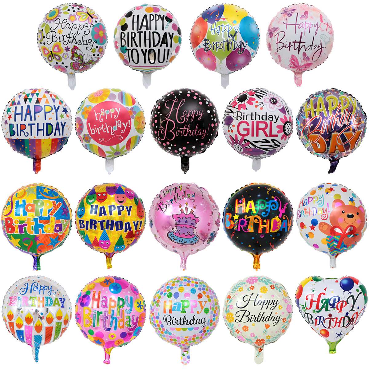 18寸生日快乐铝膜气球 happybirthday儿童生日派对用品装饰圆气球