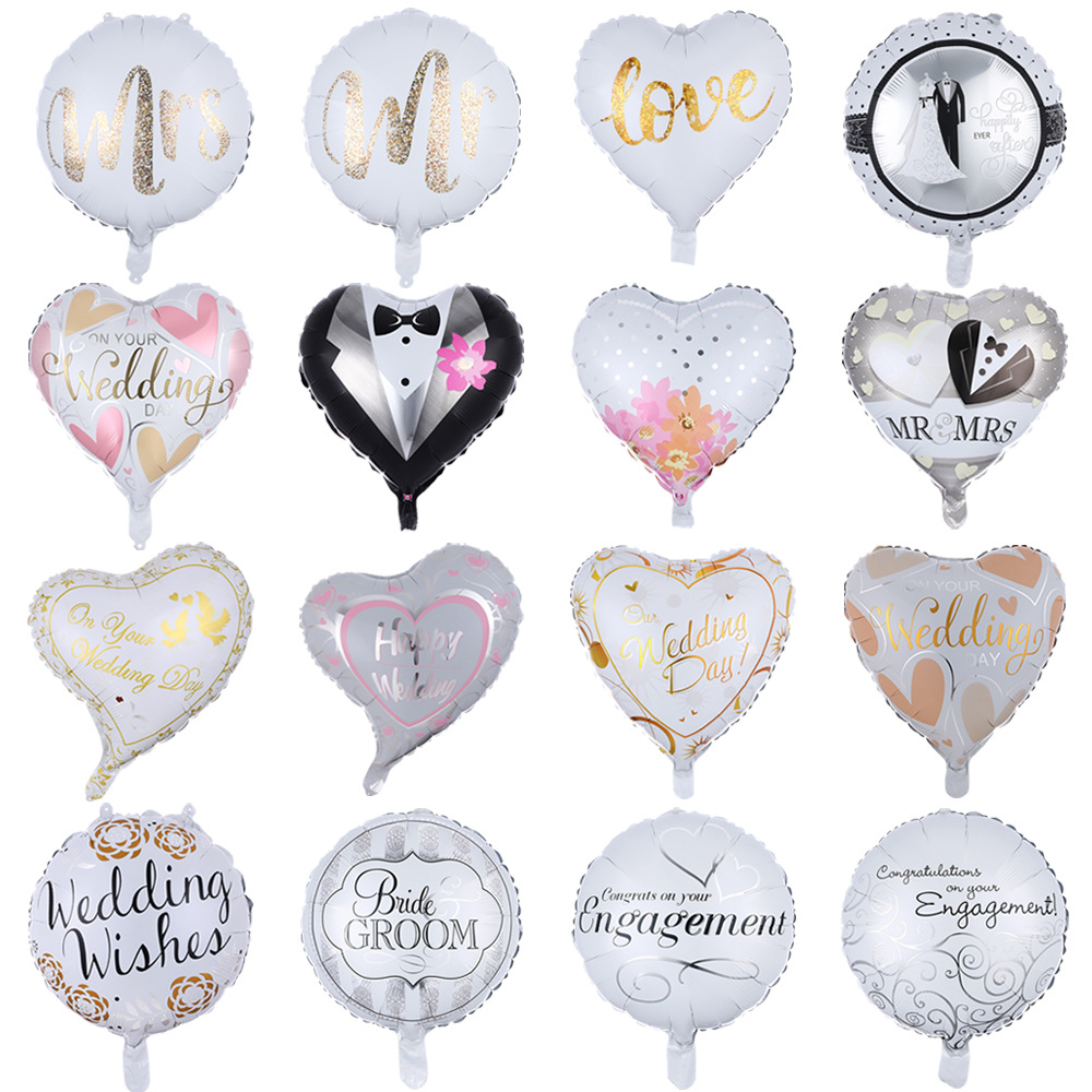 18寸新婚快乐 情人节铝膜气球 心形桃心浪漫告白婚礼派对装饰气球