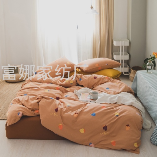 Bedding Tianzhu Cotton Knitted Cotton Four-Piece Quilt Cover Active Printing plus-Sized Size in Stock Can Also Be Customized