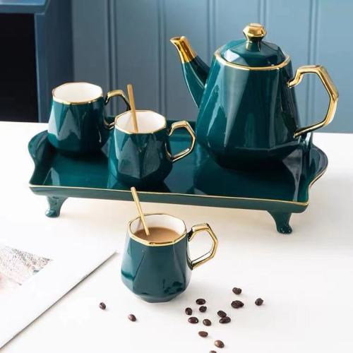 light luxury ceramic water cup household set tableware living room tea cup high-end nordic simple heat-resistant cup teapot water set