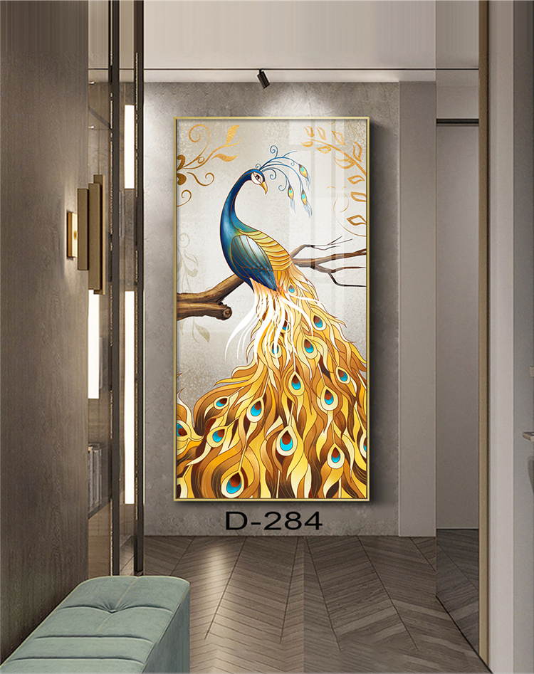 现代轻奢晶瓷工艺居家走廊玄关挂画大象孔雀晶瓷工艺壁饰装饰画