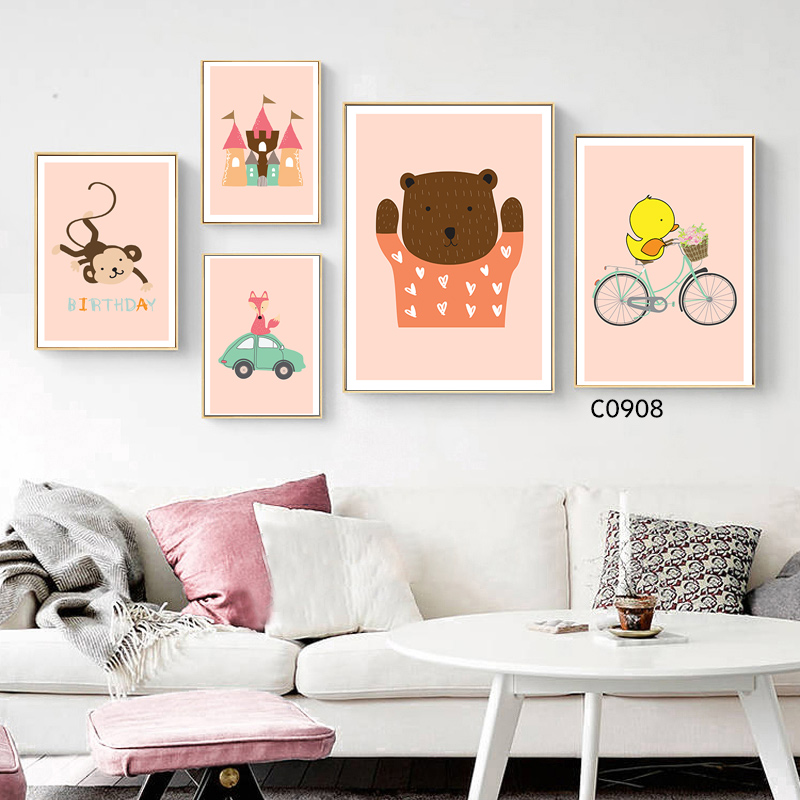 北欧小清新无框画居家客厅组合装饰画儿童卧室温馨组合装饰画挂画