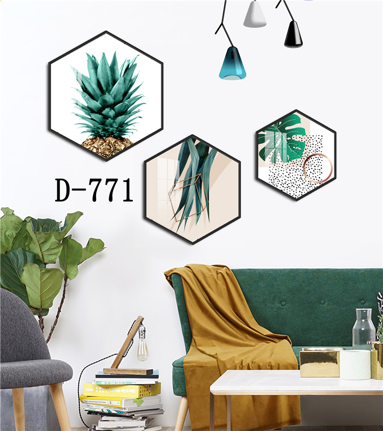 六边形装饰画异形无框画北欧小清新挂画家庭酒店餐厅客厅卧室壁画