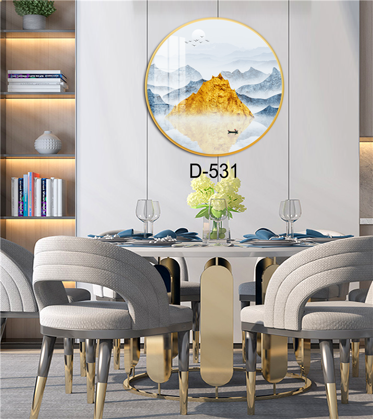 新中式圆形居家客厅走廊玄关晶瓷工艺挂画装饰画酒店走廊装饰画