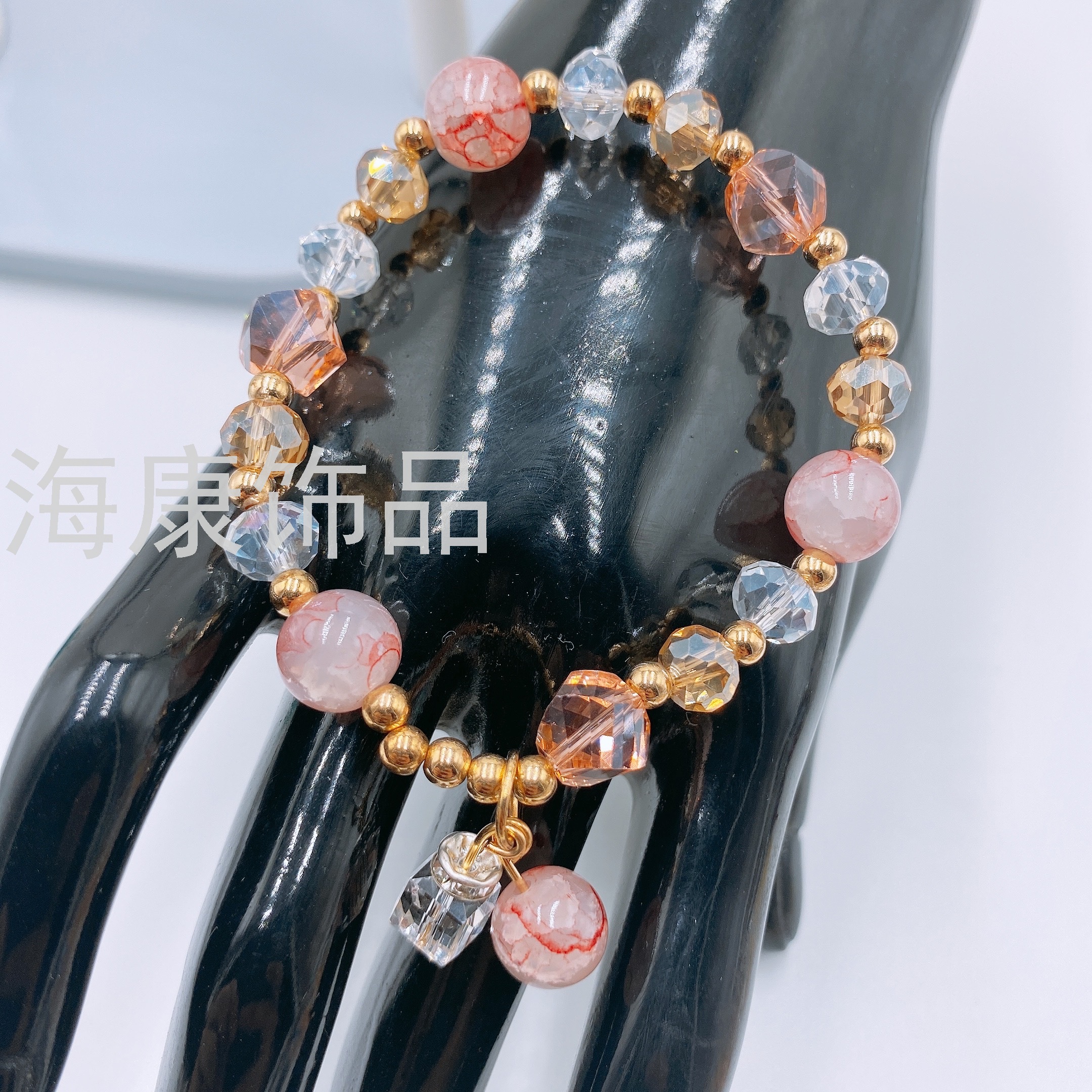 女生手链夏季七彩玉料玉石手链抖音快手直播地摊货源零售爆款手链