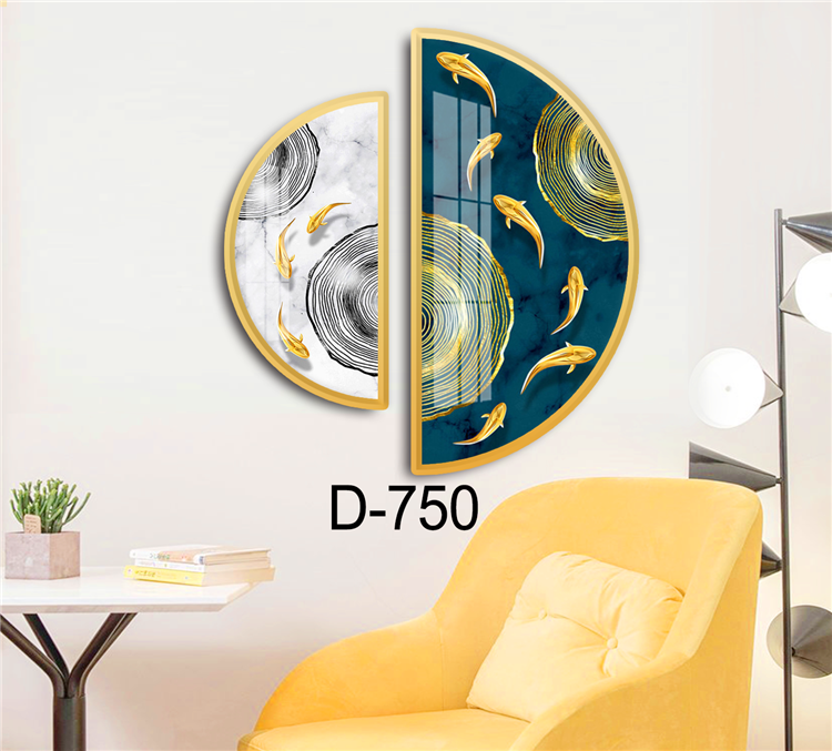 现代轻奢半圆组合居家客厅壁饰装饰画酒店大厅墙画装饰画