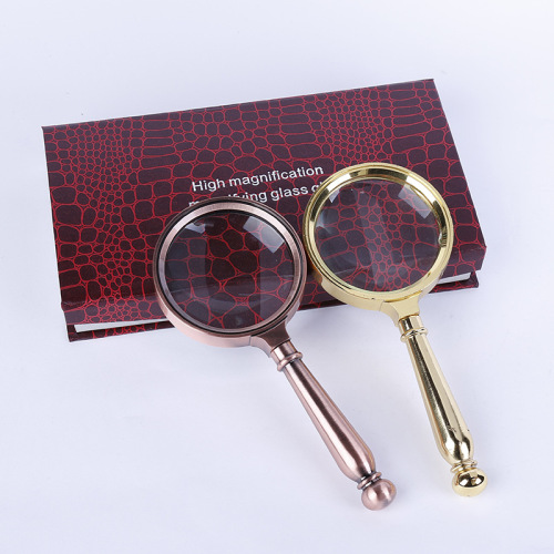 new handheld metal magnifying glass for the elderly 10 times hd optical lens magnifying glass gift box factory wholesale