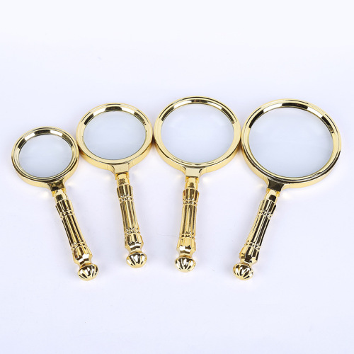 Imitation Metal Gold Handle Magnifying Glass Handle Elderly Reading Repair HD High Power Creative Magnifying Glass Factory Wholesale 