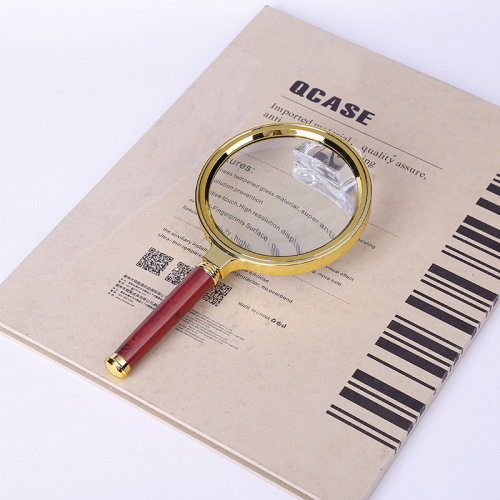 hot sale wooden handle magnifying glass metal elderly reading handheld hd high power 5-10 times gift factory wholesale