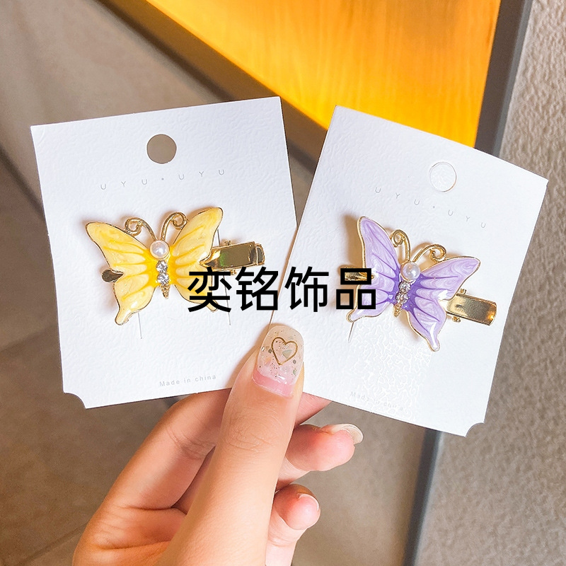纯姿韩国复古蝴蝶发夹女滴油发卡刘海夹超仙森系侧边夹发饰品