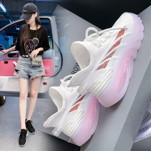 INS Korean Style Flying Woven Women‘s Shoes Summer New Student Sneakers Women‘s Breathable Fitness Running Casual Shoes Z10