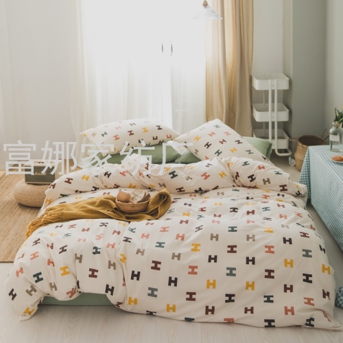 Four-Piece Knitted Cotton Bedding Set Quilt Cover Bed Sheet Active Printing Extra Large Size Can Also Be Customized in Stock