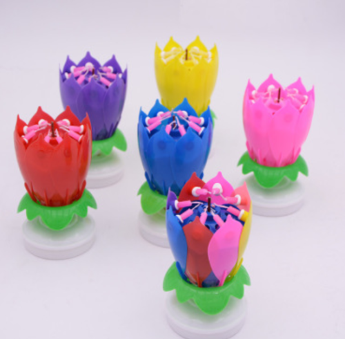 holiday birthday music lotus with base rotating candle party celebration wax a