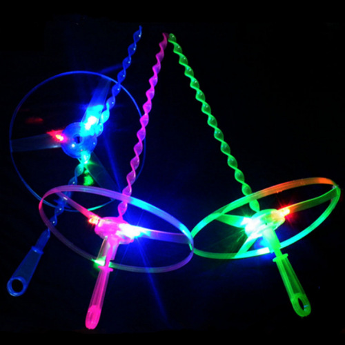 Luminous Hand Push Flying Saucer Luminous Frisbee Flash Sky Dancers Bamboo Dragonfly Children‘s Classic Toy Factory Wholesale