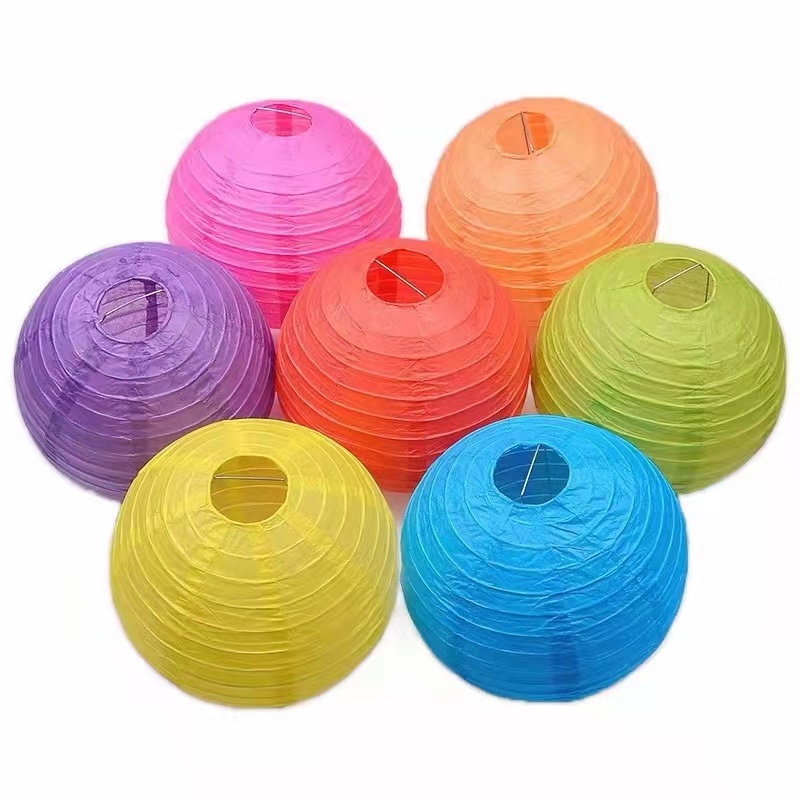 彩色纸灯笼批发厂家古风幼儿园手工绘画DIY婚庆装饰春节手提发光