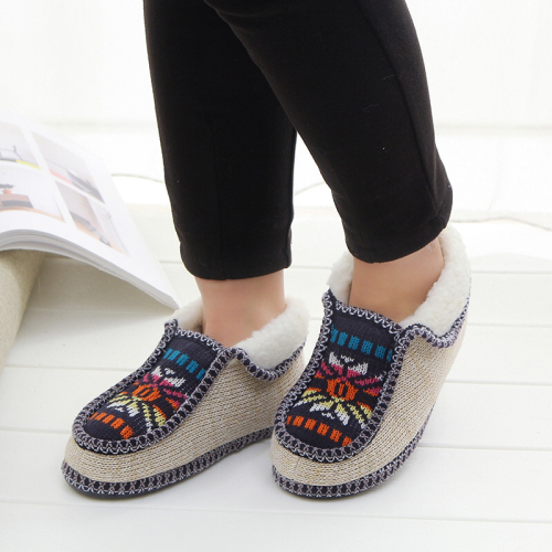TPR Bottom SUNFLOWER Knitted Warm Shoes Home Cotton Shoes Bootee Confinement Shoes Children‘s Shoes Men‘s Shoes Women‘s Shoes
