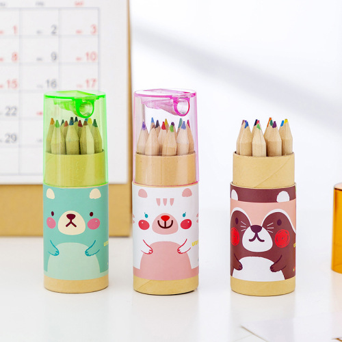 creative cute cartoon animal color pencil elementary school prize wooden sketch color pen logo customization wholesale