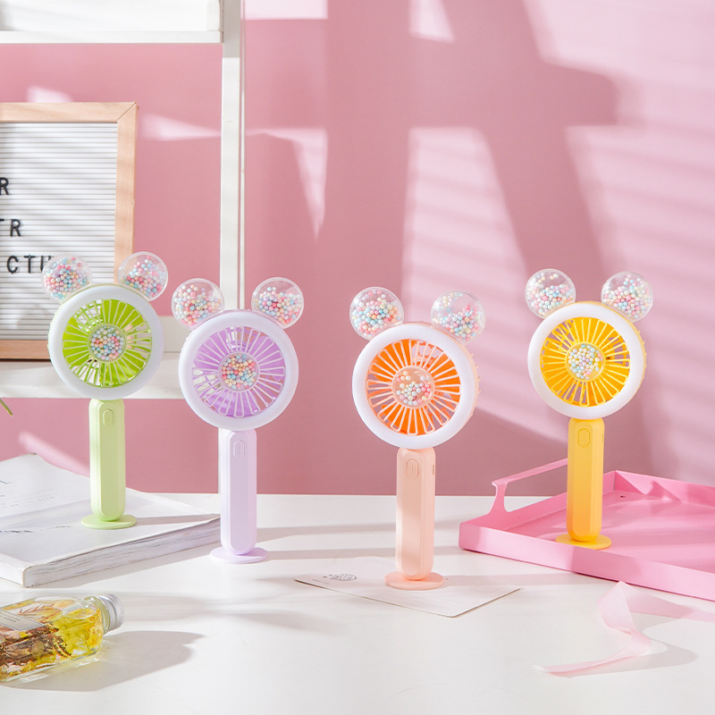 新品梦幻泡泡灯光风扇 便携式手持夏季女生女孩创意带灯光USB风扇