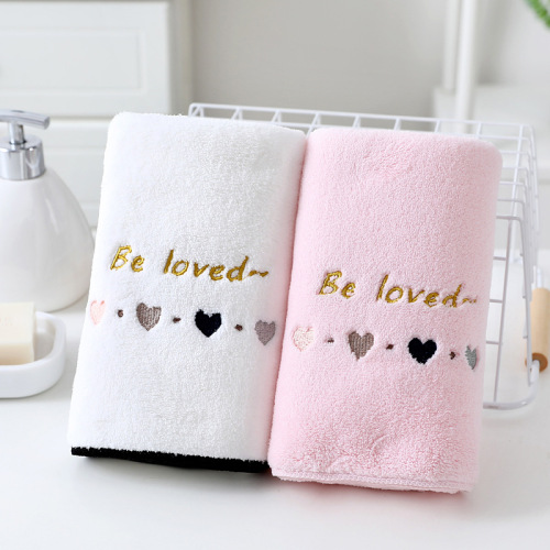 tuoou factory direct coral fleece towel water quick-drying lint-free female cute wear internet celebrity ins lock edge 35*75