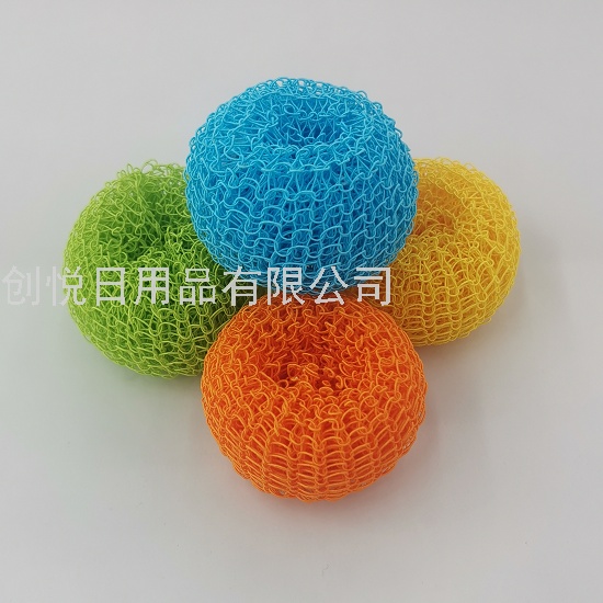 彩色纤维球B4个袋装新颖创意清洁球厨房洗刷水槽洗刷不粘锅清洁刷详情6