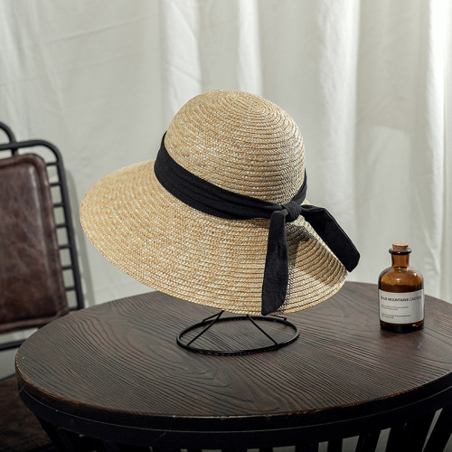 spring and summer women‘s leisure travel bowknot straw woven hat vacation straw hat