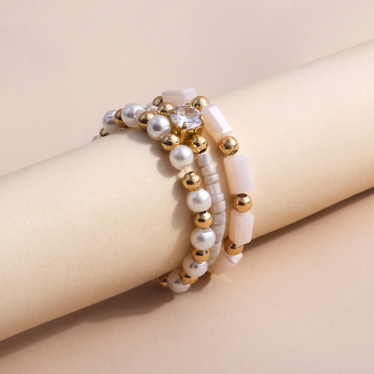 跨境电商女式夏天潮流港风金色几何型独立包装饰品组合珍珠戒指