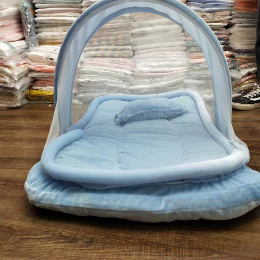 0-3岁可折叠婴儿蚊帐免安装宝宝防蚊罩跨境软垫枕头用品毛绒新生儿