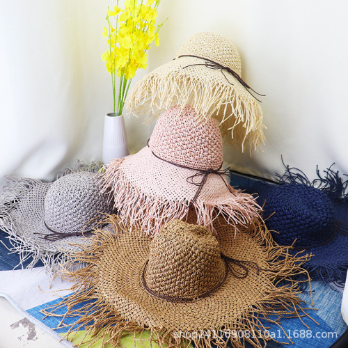 lafite straw hat female summer travel big brim beach hat korean style big brim brim brim sun hat tide sun protection sun hat
