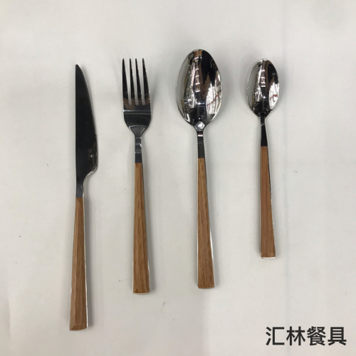 factory direct sales 410 stainless steel western tableware square handle cambridge solid color hotel steak knife and fork spoon kit