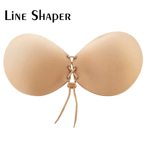 Lala Goddesst Invisible Bra Women‘s Wedding Dress Underwear Chest Breast Pad Breathable Drawstring Gathered without Trace Bra Women