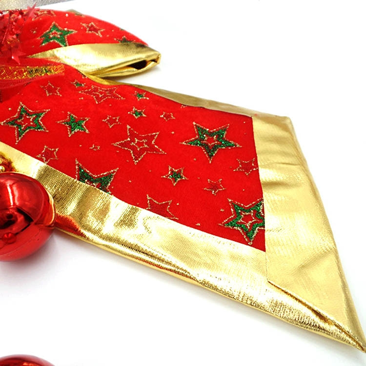 大号红色五星圣诞蝴蝶结 布艺大领结圣诞节商场店铺装饰品挂件