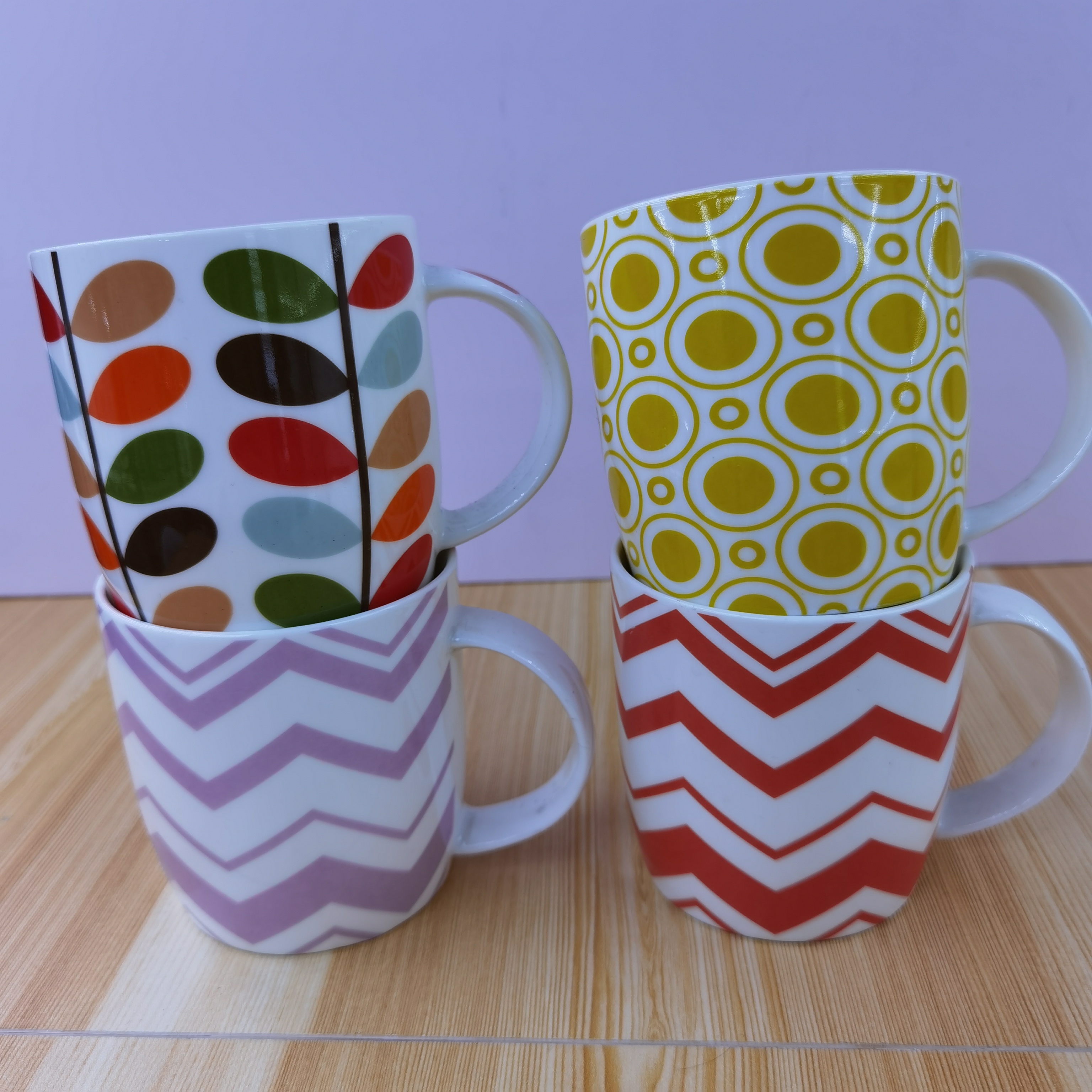 陶瓷杯 创意流行办公元素彩色印花装饰办公桌水杯