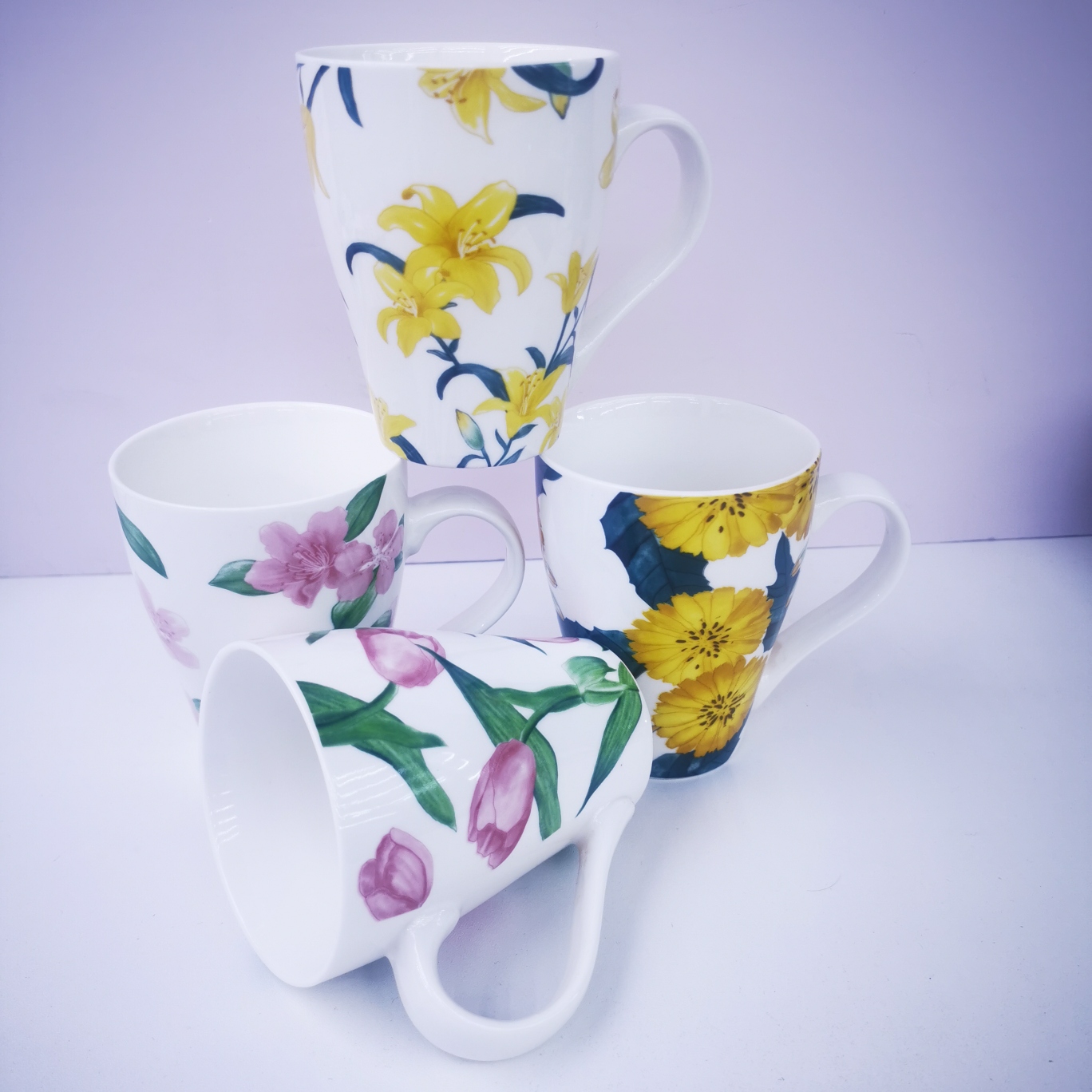 创意茶杯 清新淡雅 礼品杯 新花面