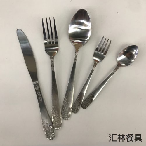 410 stainless steel western tableware small round head series e grape leaves solid color meal knife， fork and spoon tea fork and spoon