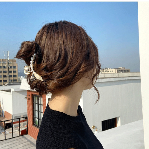 new pearl fishtail clip barrettes graceful online influencer female head clip hair accessories