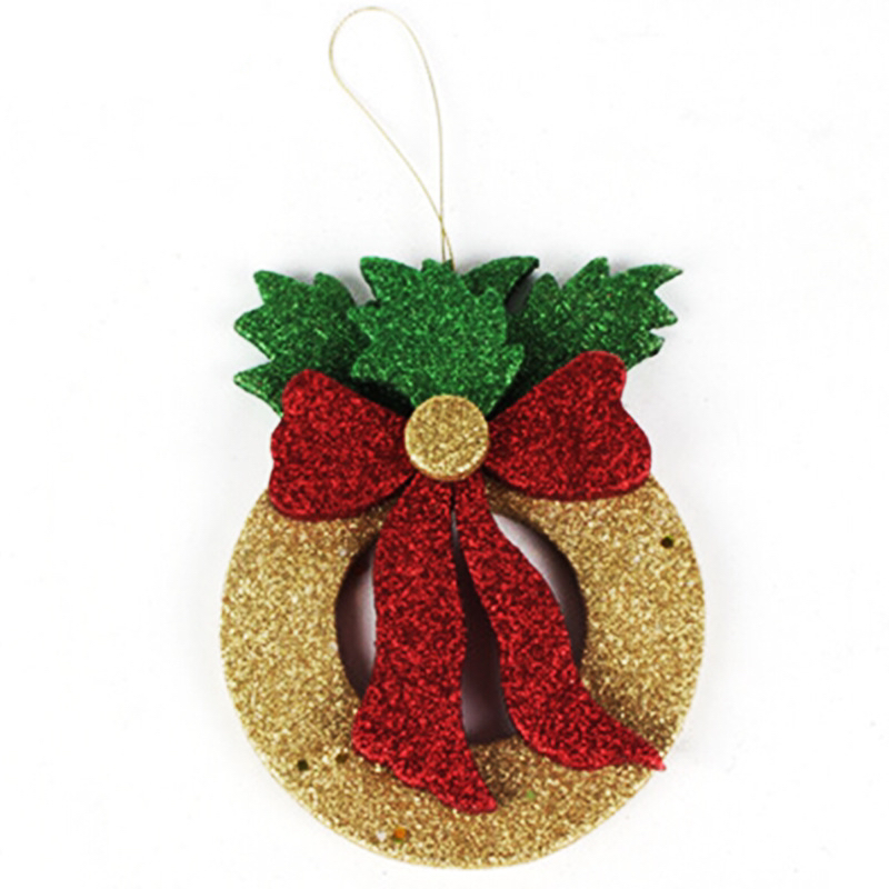 造美圣诞装饰 圣诞树装饰挂件 15cm金粉泡沫平板花挂饰 装饰门挂