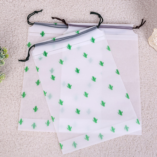 Cactus Printing Drawstring Bag Socks Clothing Bag Frosted Clothing Storage Bag Sample Customization